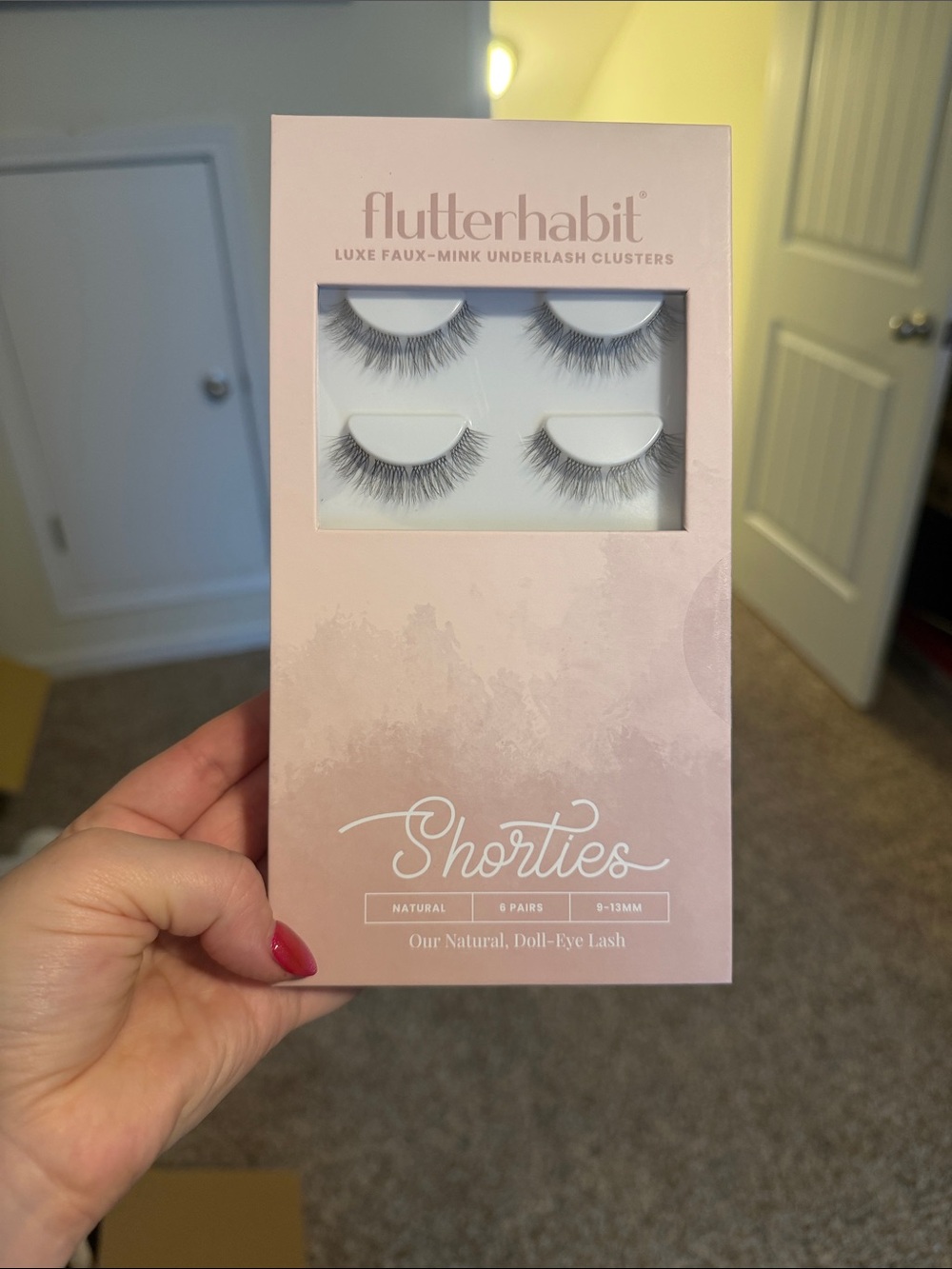 flutterhabit Shorties Faux-Mink Underlash Clusters - Pink Packaging